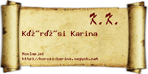 Kőrösi Karina névjegykártya